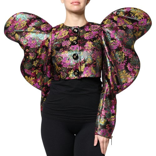 New Dolce & Gabbana Multicolor Floral Jacquard Cropped Jacket