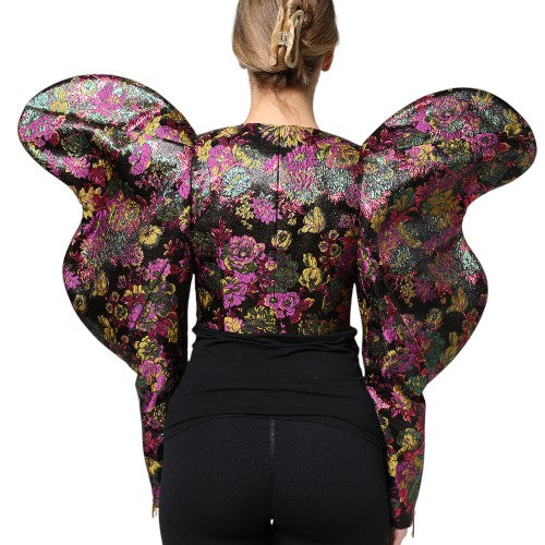 New Dolce & Gabbana Multicolor Floral Jacquard Cropped Jacket