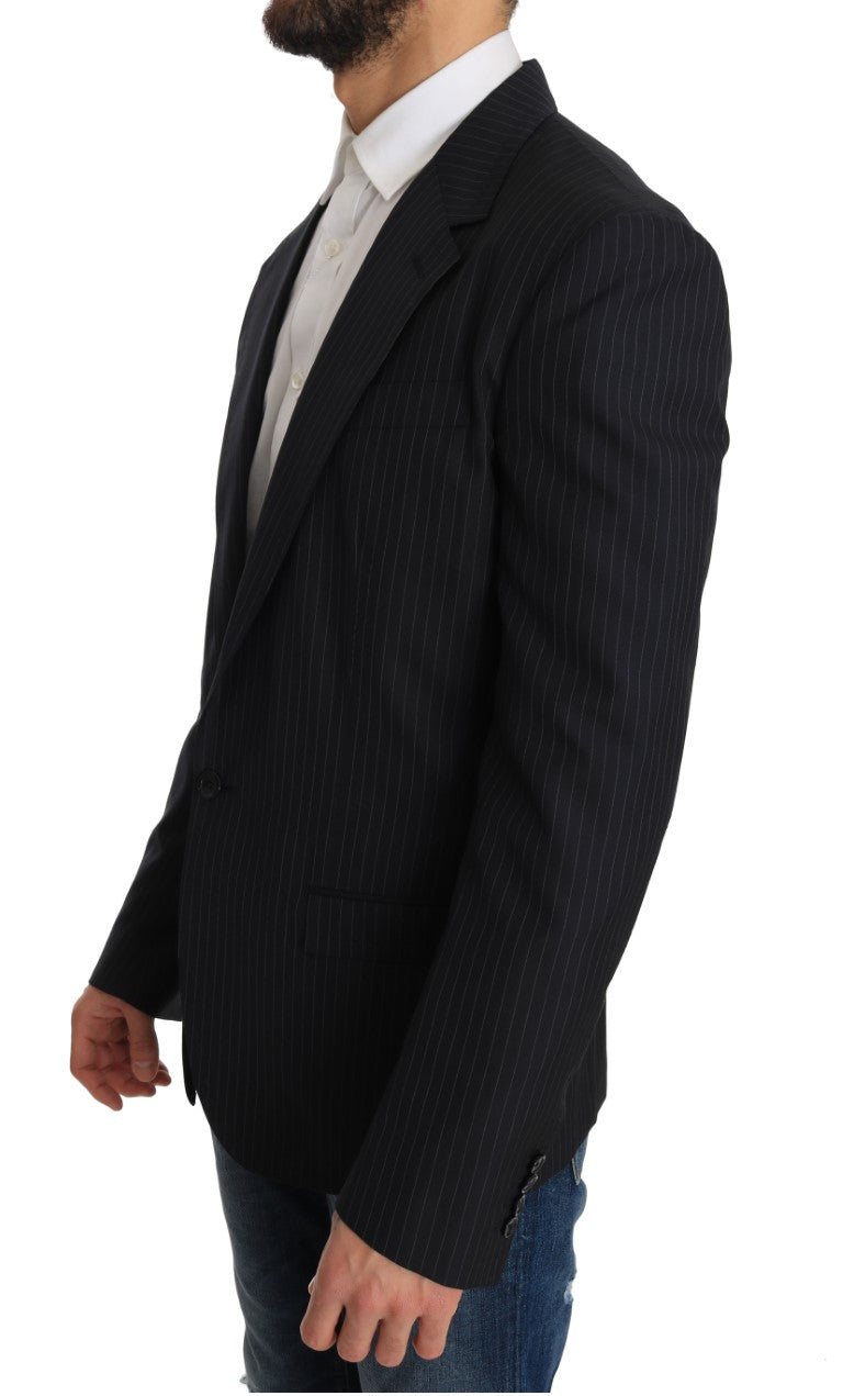 Dolce & Gabbana Gray Striped Wool Jacket Coat Slim Blazer - PreLoved & Luxe
