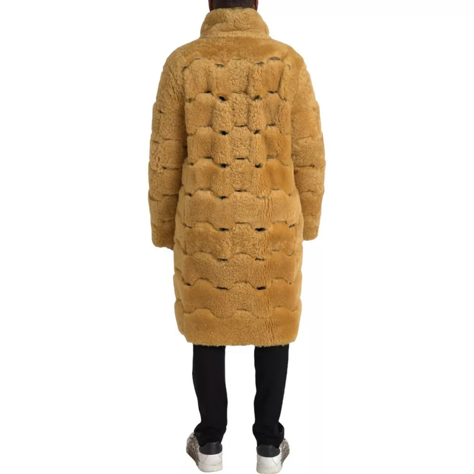 New Bottega Veneta Yellow Wool Long Teddy Coat Jacket