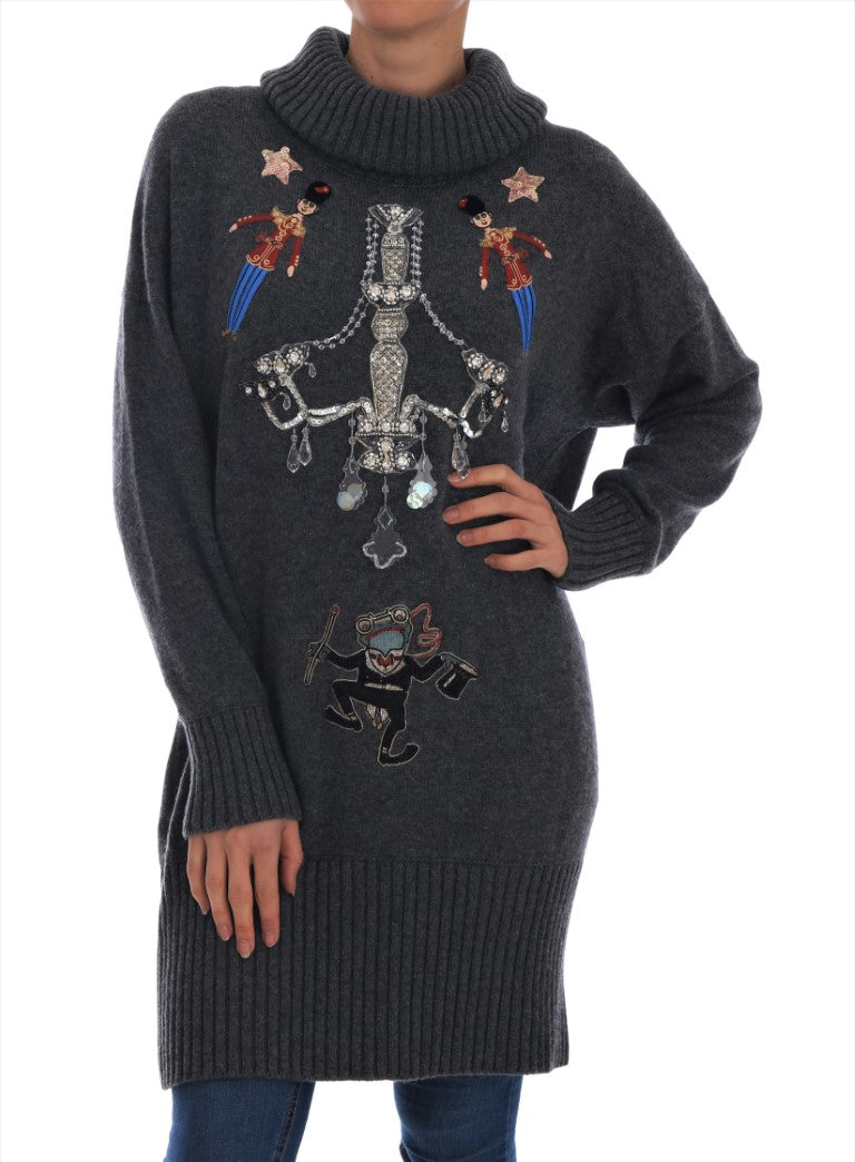 Dolce & Gabbana Fairy Tale Crystal Gray Cashmere Sweater - PreLoved & Luxe