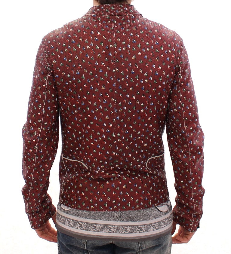 Dolce & Gabbana Bordeaux Leather Boxer Print Jacket Coat - PreLoved & Luxe