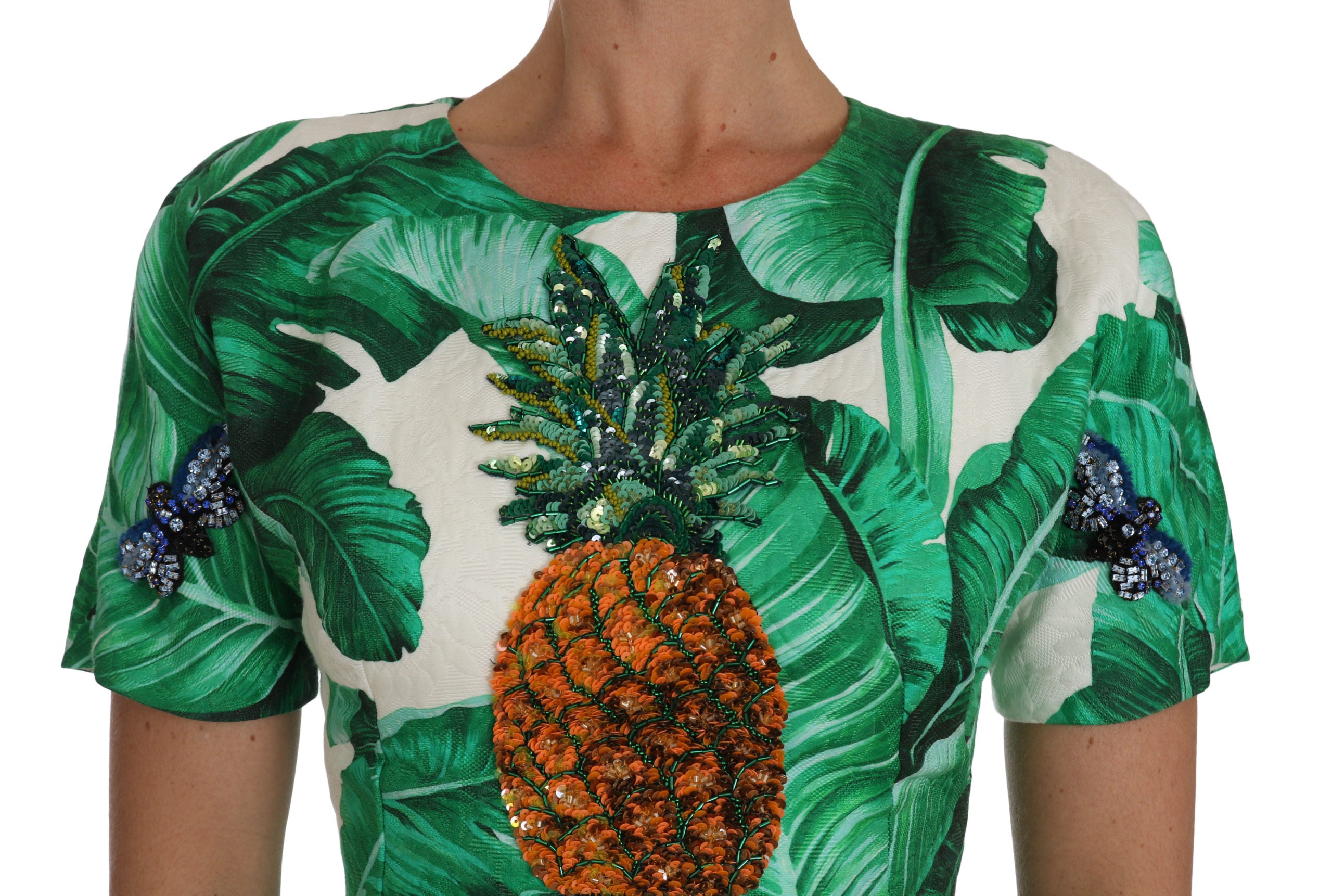 Dolce & Gabbana A-Line Banana Leaf Pineapple Crystal Dress - PreLoved & Luxe