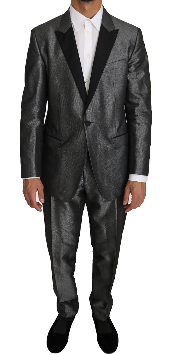 New Dolce & Gabbana Gray Patterned MARTINI 2 Piece Suit
