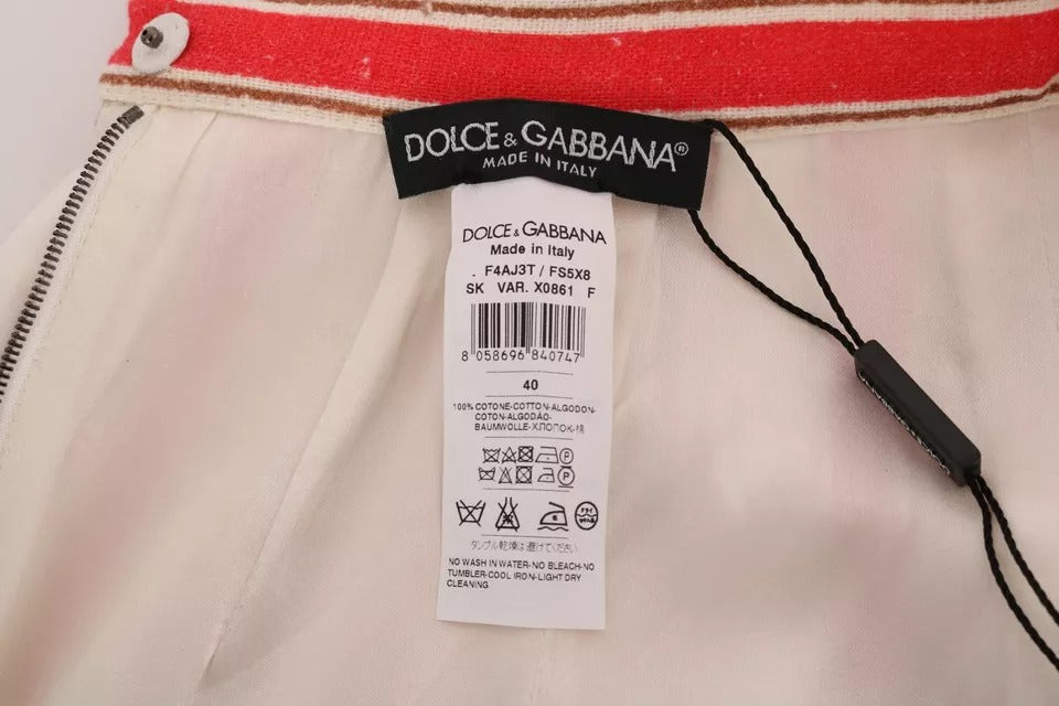 New Dolce & Gabbana Portofino Stripes Cotton Midi Skirt
