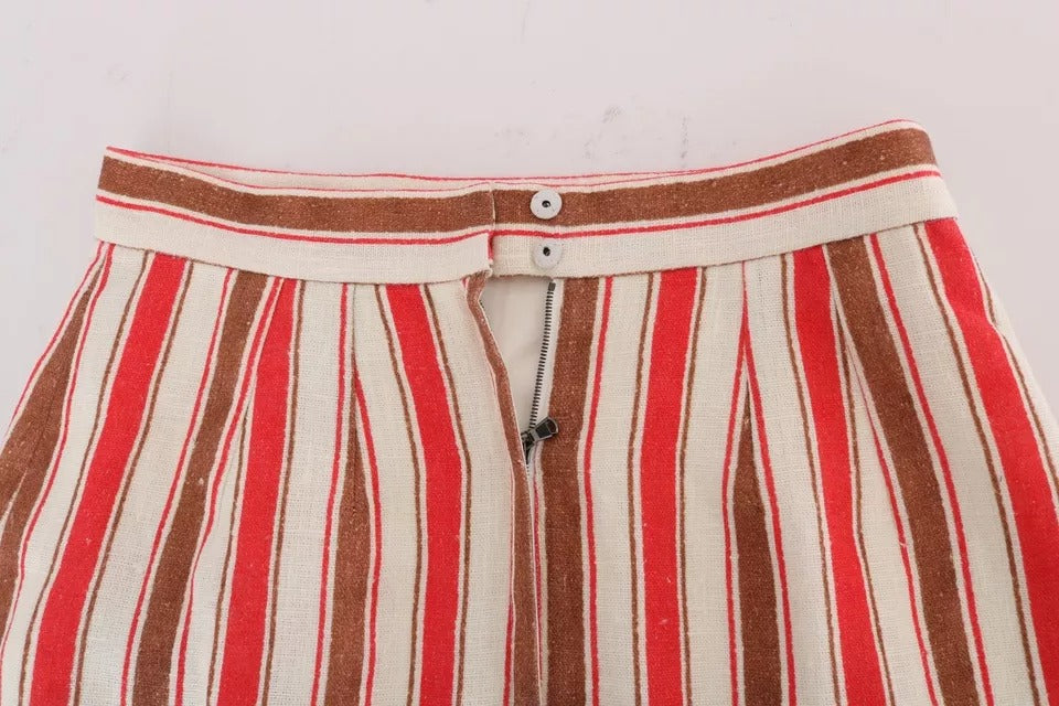 New Dolce & Gabbana Portofino Stripes Cotton Midi Skirt