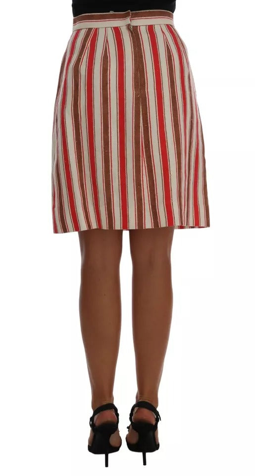 New Dolce & Gabbana Portofino Stripes Cotton Midi Skirt