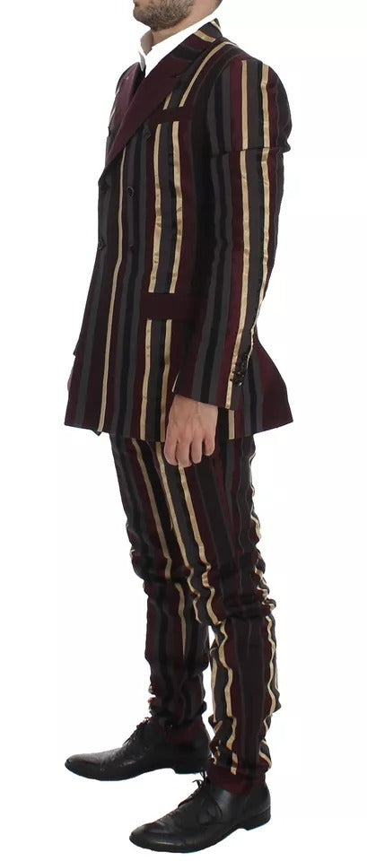 New Dolce & Gabbana Multicolor Striped Runway 3 Piece Slim Fit Vest Suit