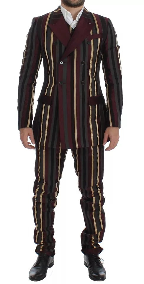 New Dolce & Gabbana Multicolor Striped Runway 3 Piece Slim Fit Vest Suit