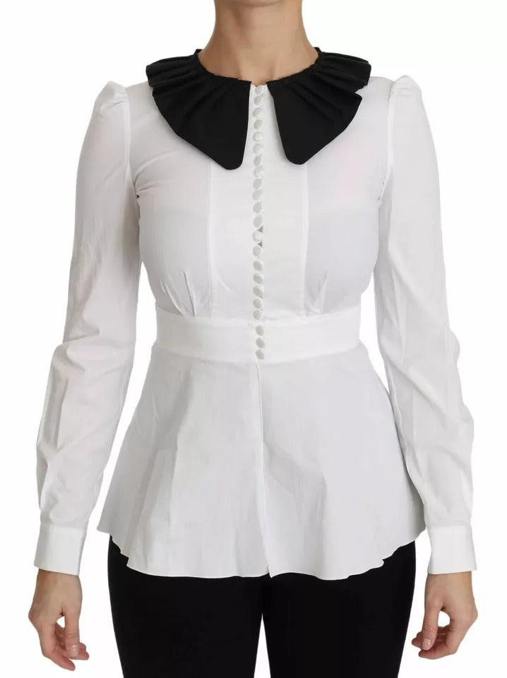 New Dolce & Gabbana Black White Decorative Buttons Tops Shirt Blouse