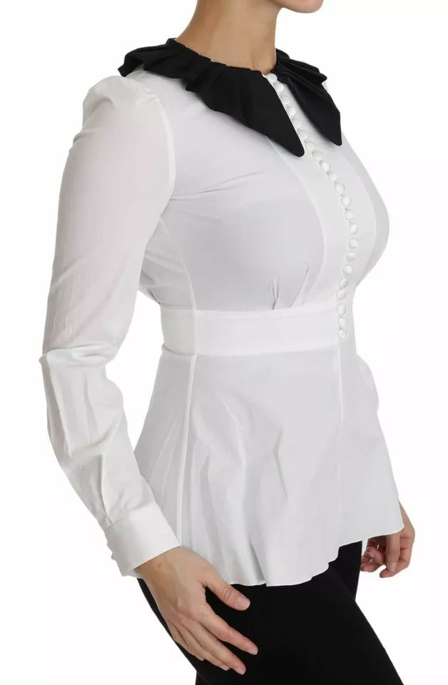 New Dolce & Gabbana Black White Decorative Buttons Tops Shirt Blouse