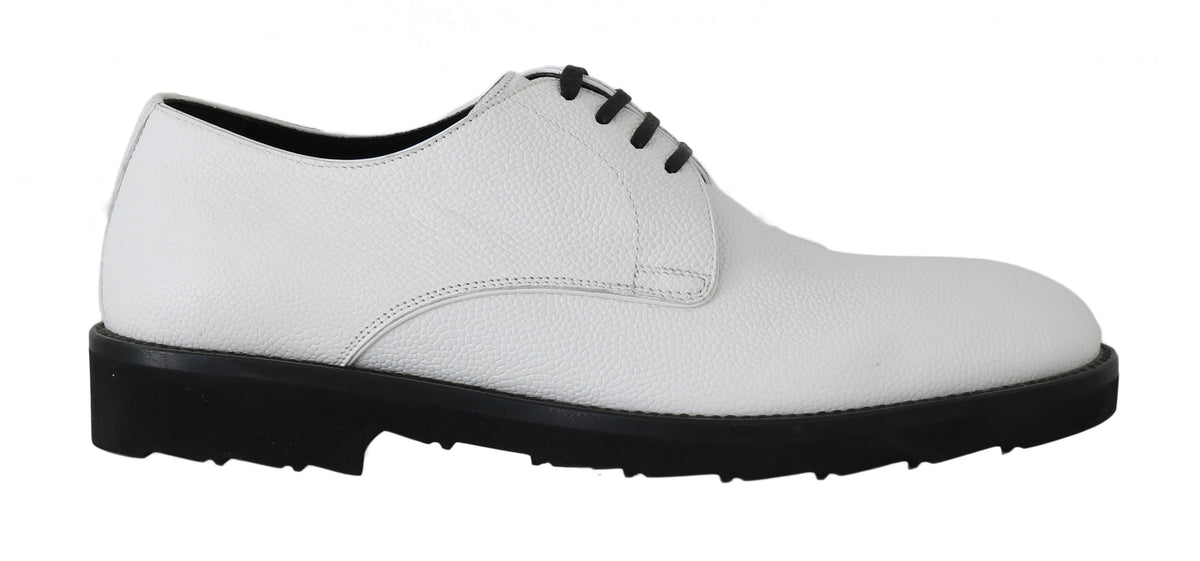 New Dolce & Gabbana White Leather Derby Dress Formal Shoes