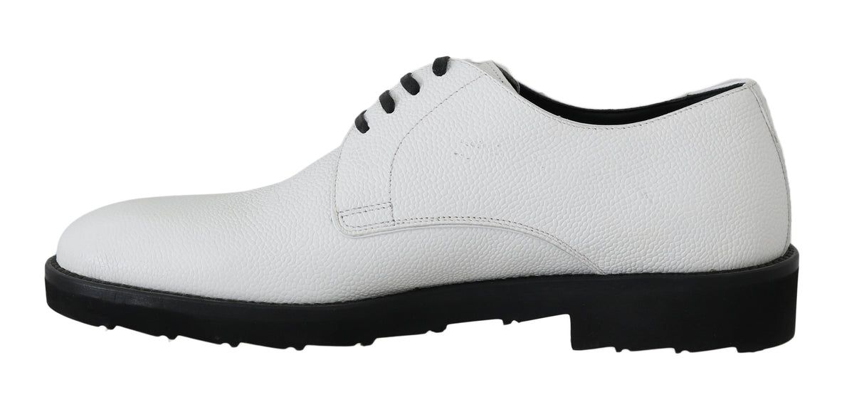 New Dolce & Gabbana White Leather Derby Dress Formal Shoes
