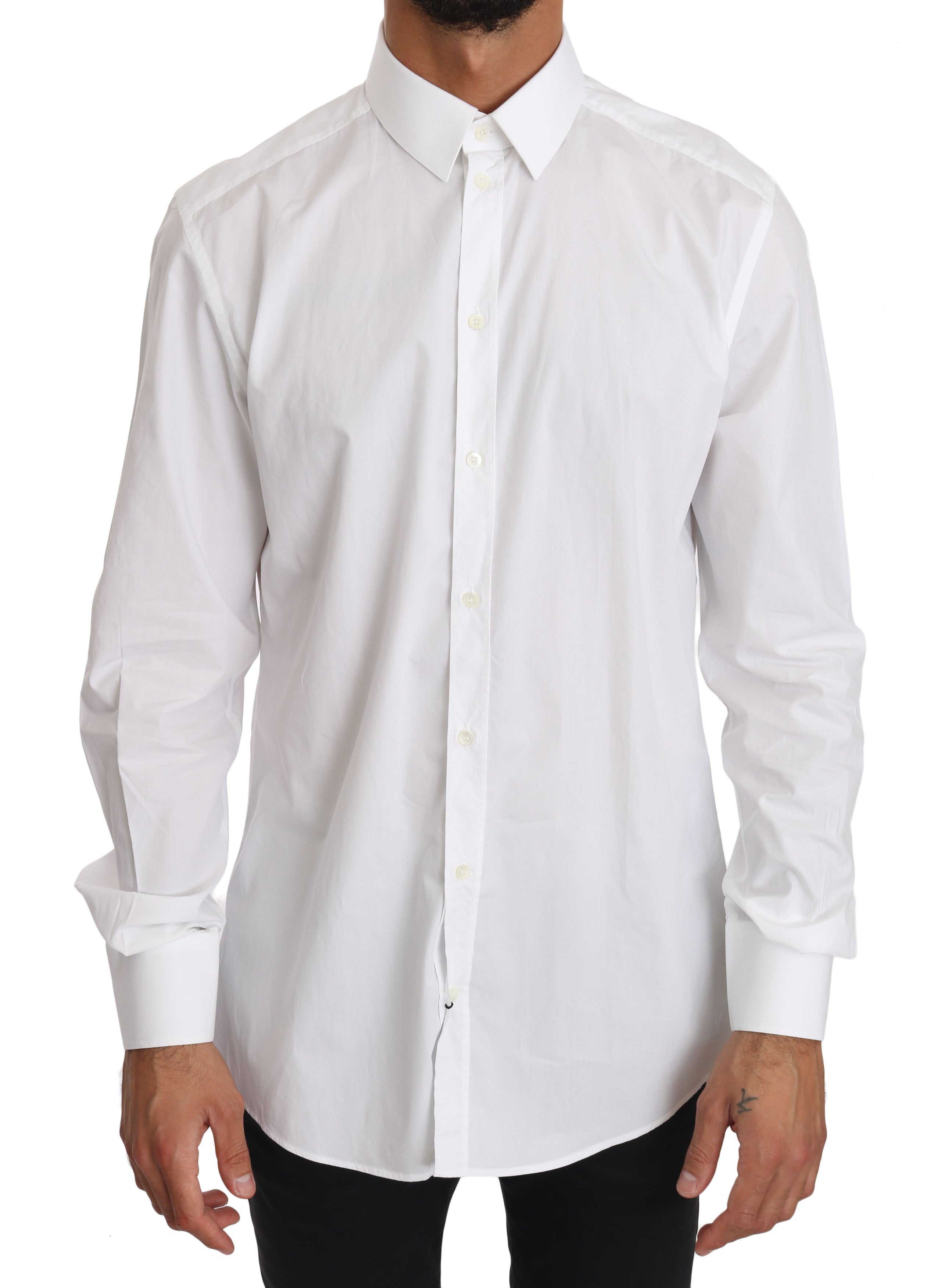 Dolce & Gabbana White Cotton GOLD Dress Shirt - PreLoved & Luxe