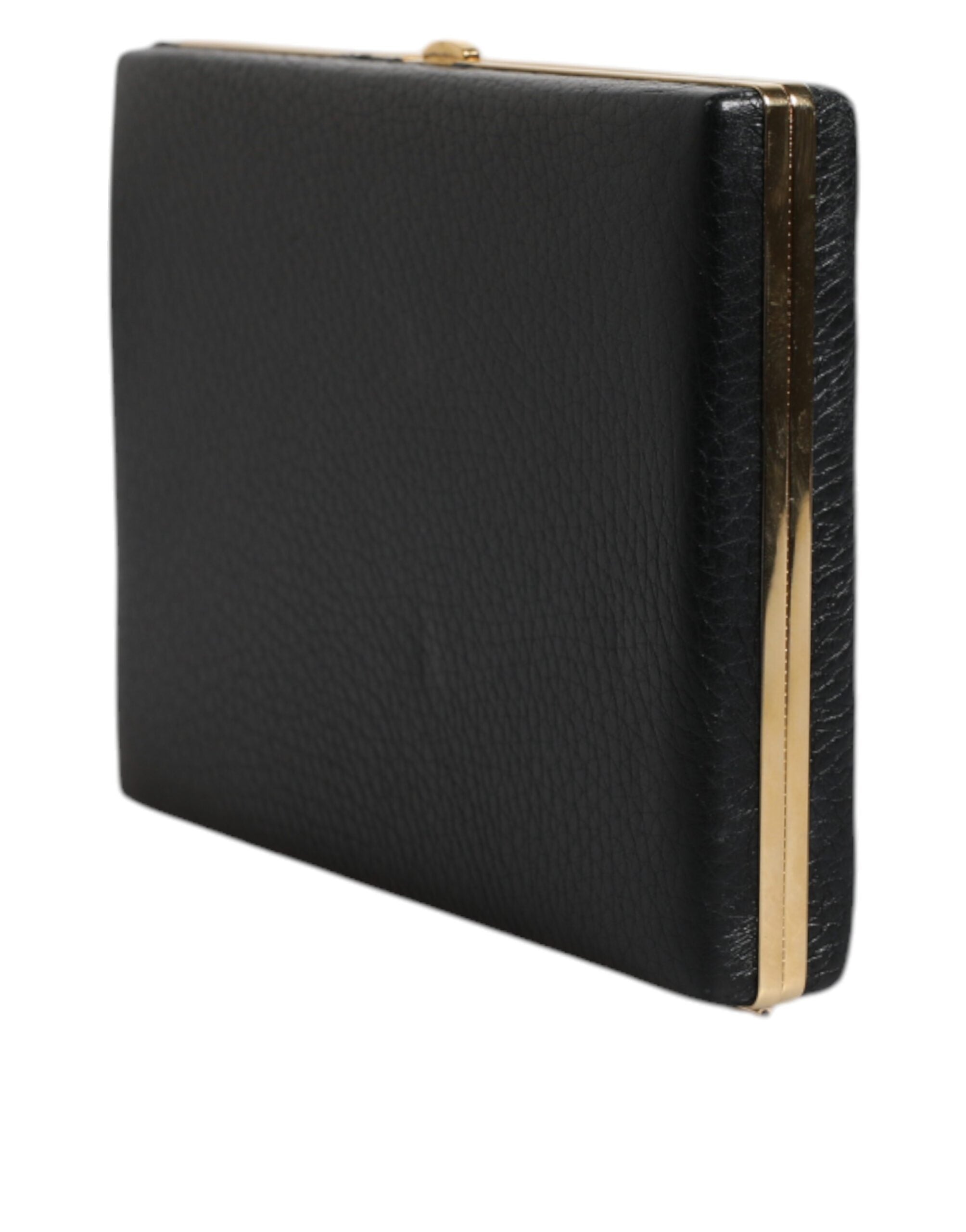Dolce & Gabbana Black Leather Gold Frame Clutch Evening Party Purse Bag, new with tags – image 2 of 6
