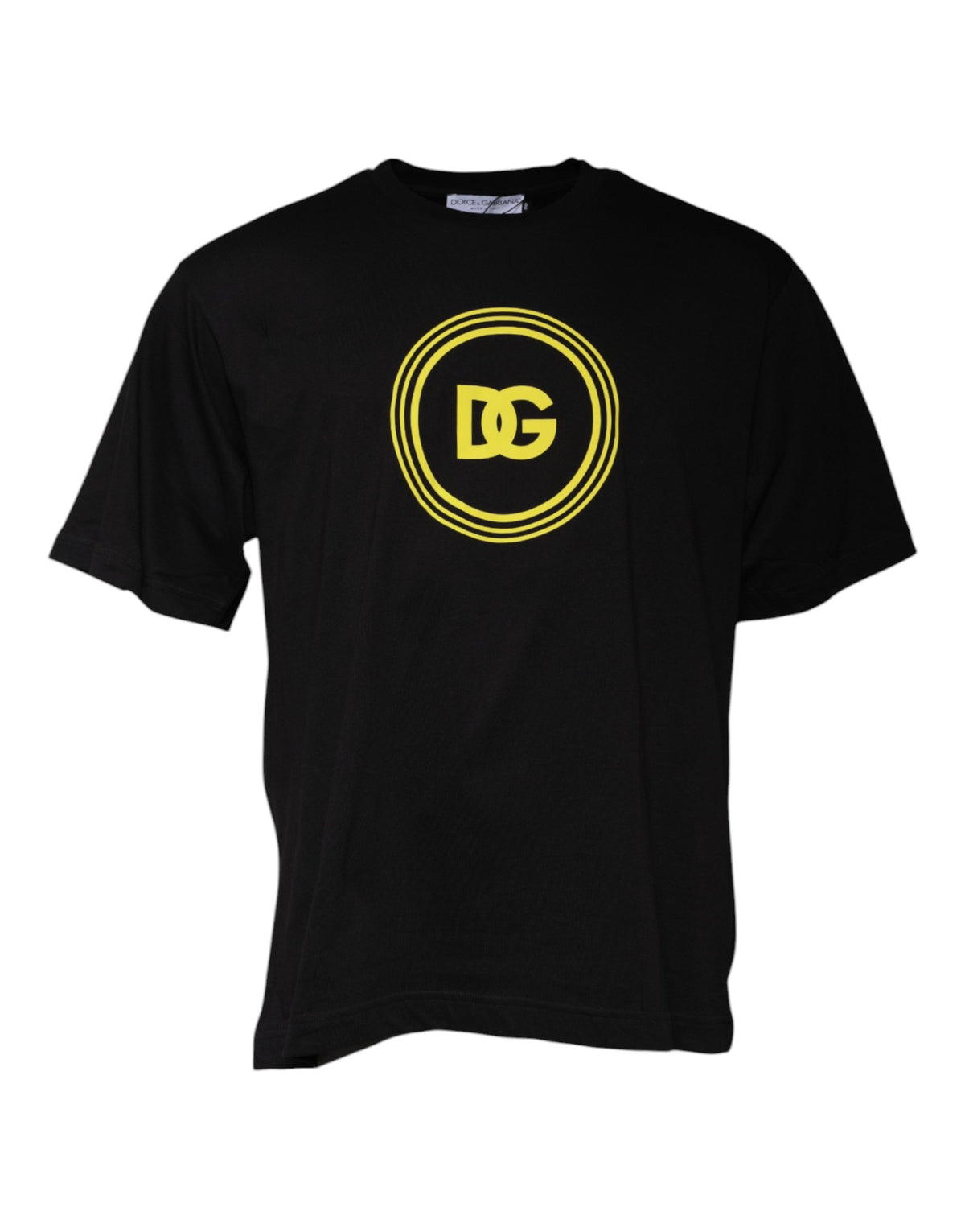 New Dolce & Gabbana Black Logo Print Cotton Crew Neck T-shirt