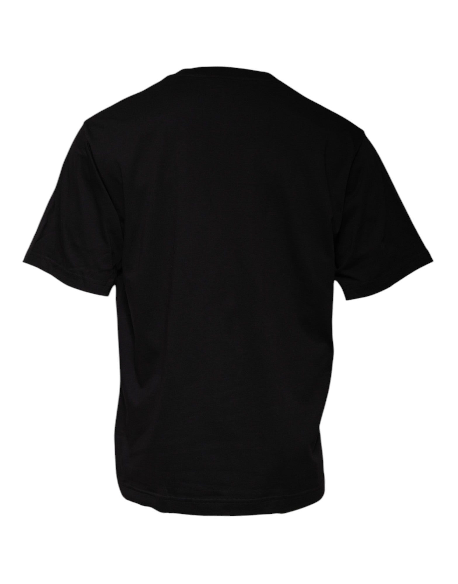 New Dolce & Gabbana Black Logo Print Cotton Crew Neck T-shirt