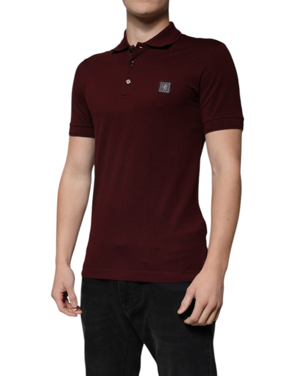 New Dolce & Gabbana Maroon Collared Short Sleeves Polo T-shirt