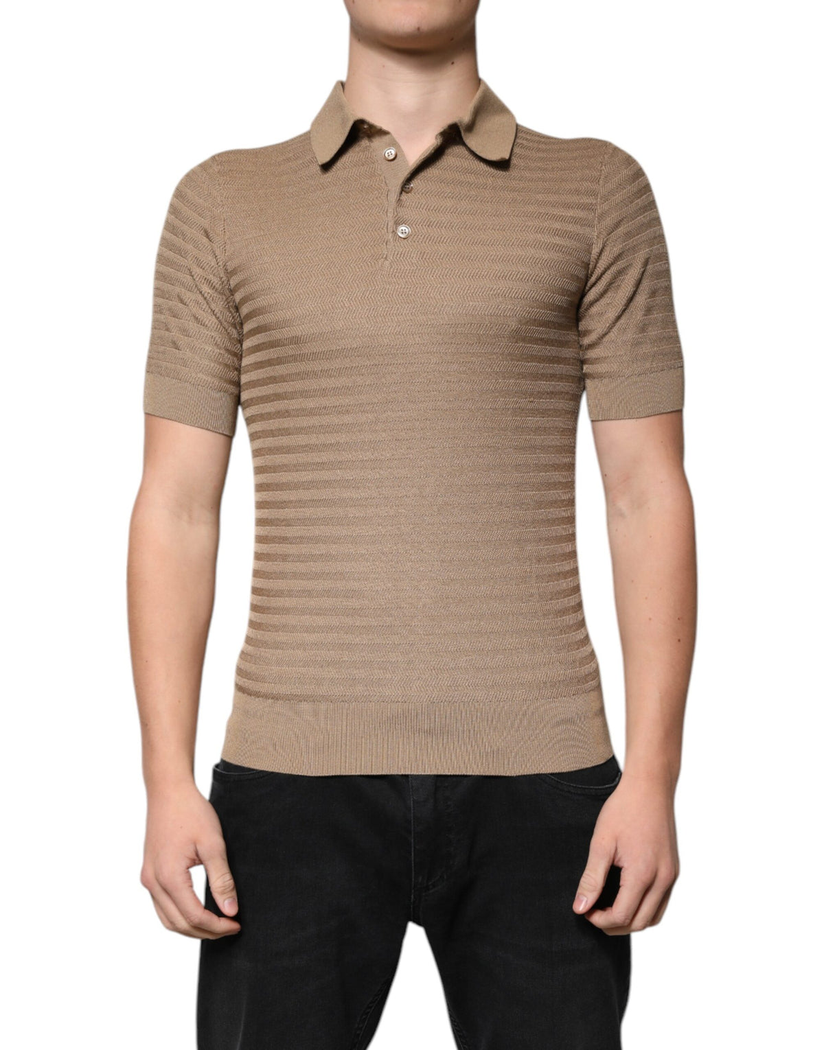 New Dolce & Gabbana Brown Collared Short Sleeves Polo T-shirt
