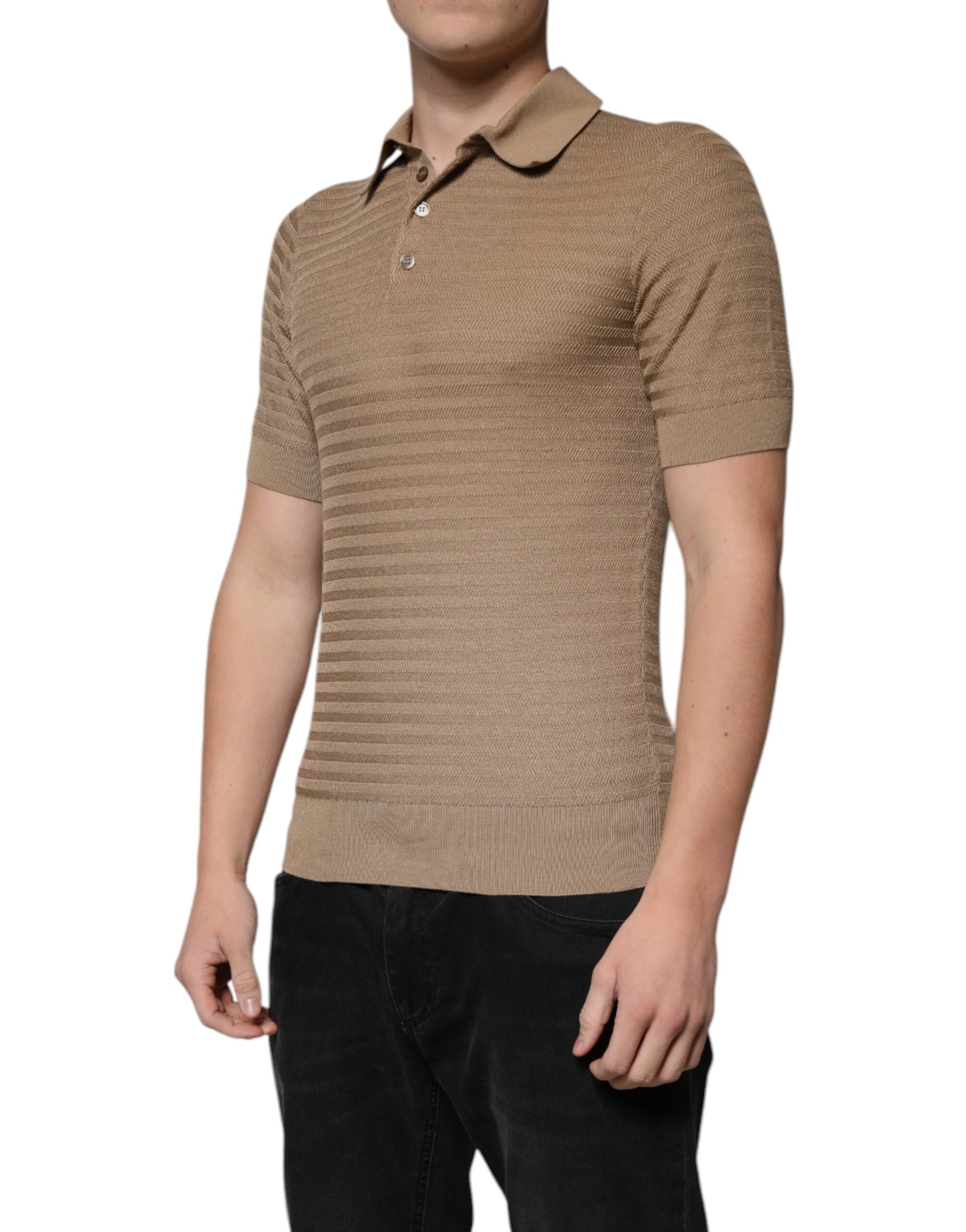 New Dolce & Gabbana Brown Collared Short Sleeves Polo T-shirt