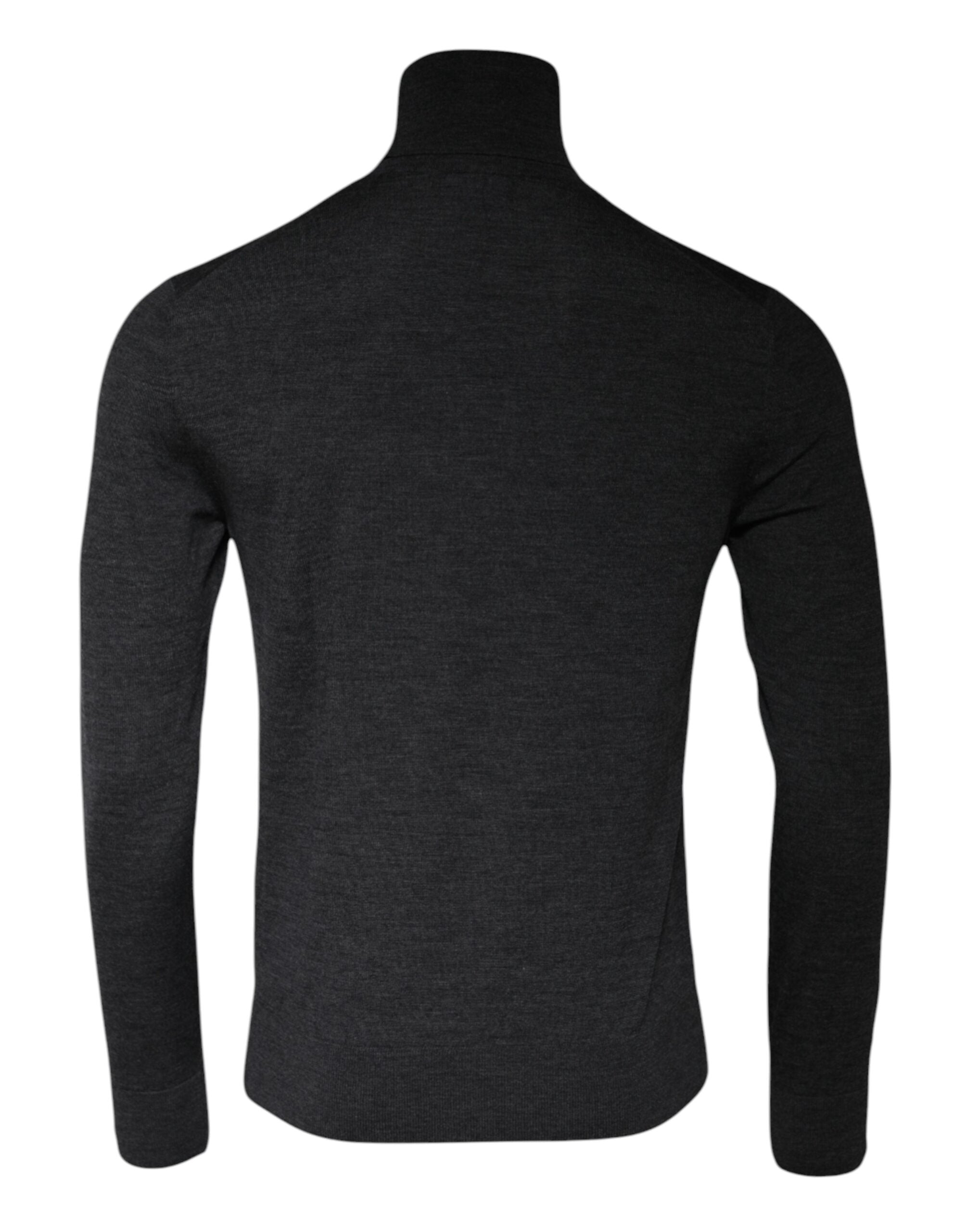 New Dolce & Gabbana Gray Wool Knit Turtleneck Pullover Sweater