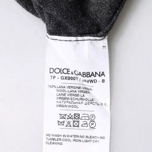 New Dolce & Gabbana Gray Wool Knit Turtleneck Pullover Sweater