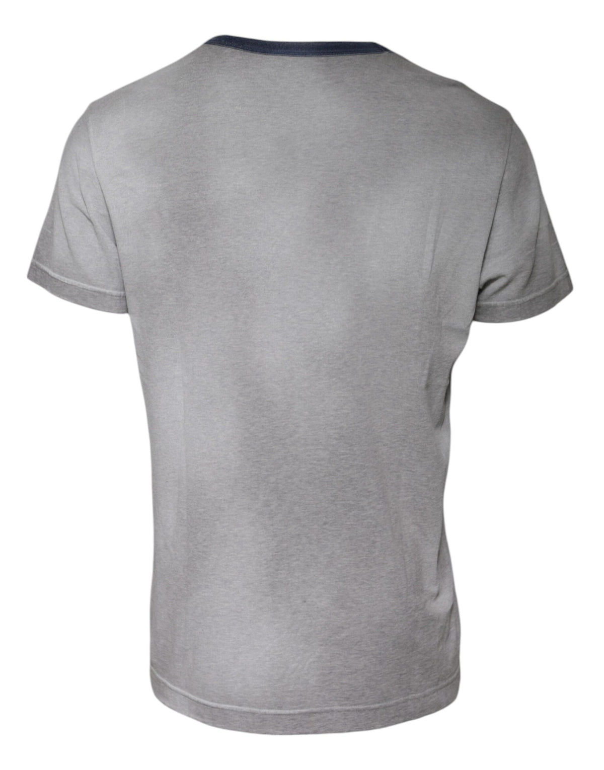 New Dolce & Gabbana Gray Logo Print Cotton Crew Neck T-shirt