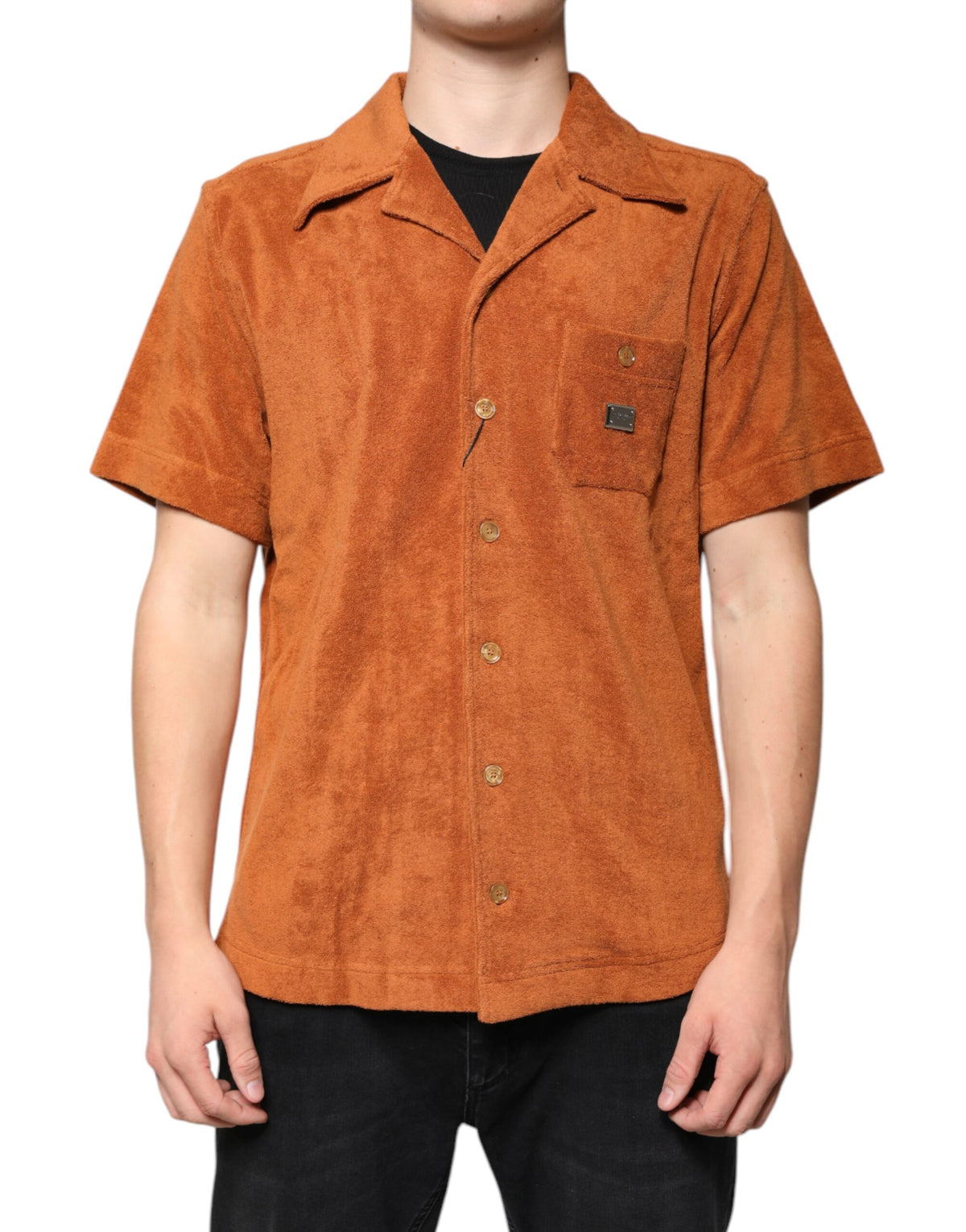 New Dolce & Gabbana Hazel Cotton Velvet Button Down Collared Shirt