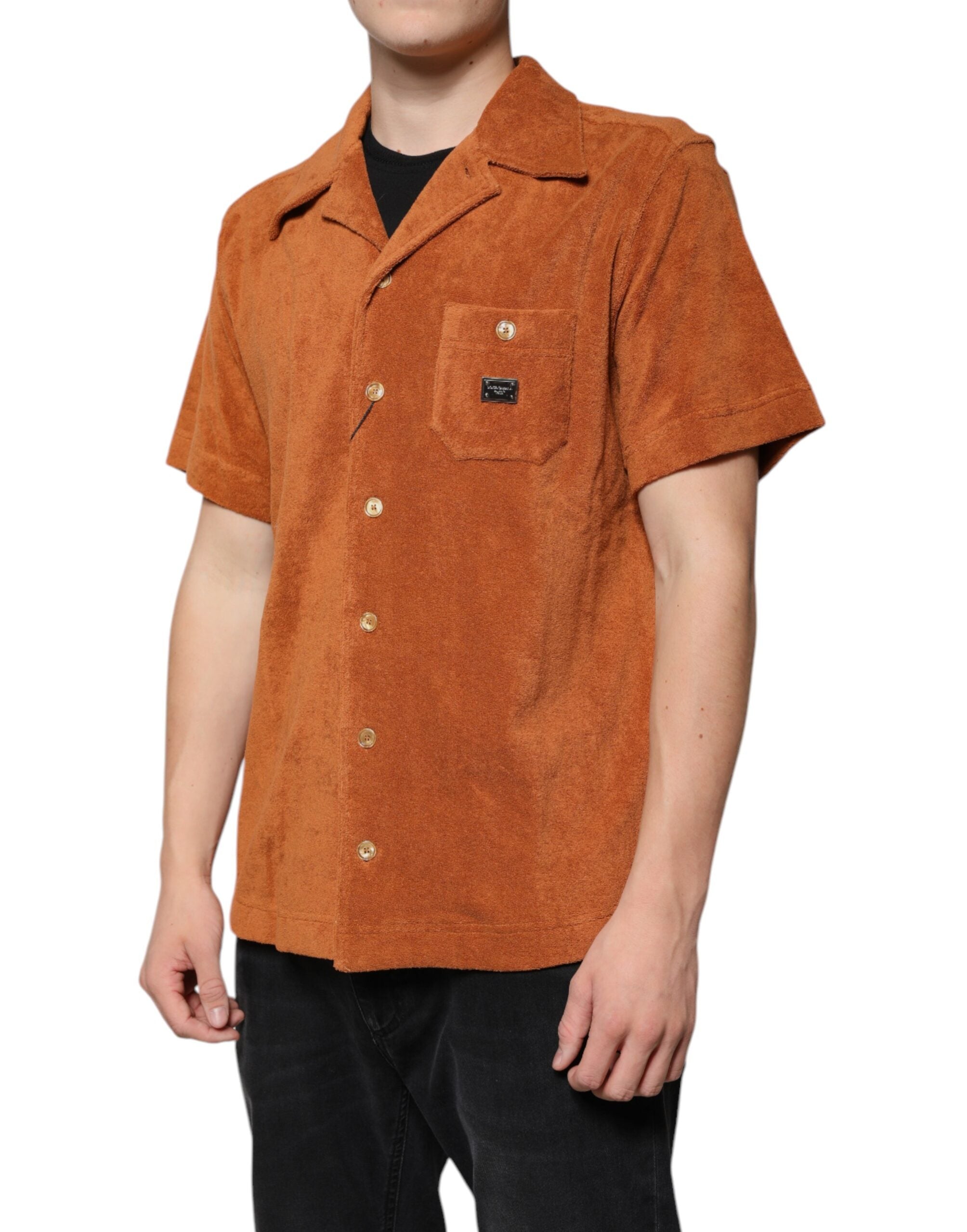New Dolce & Gabbana Hazel Cotton Velvet Button Down Collared Shirt