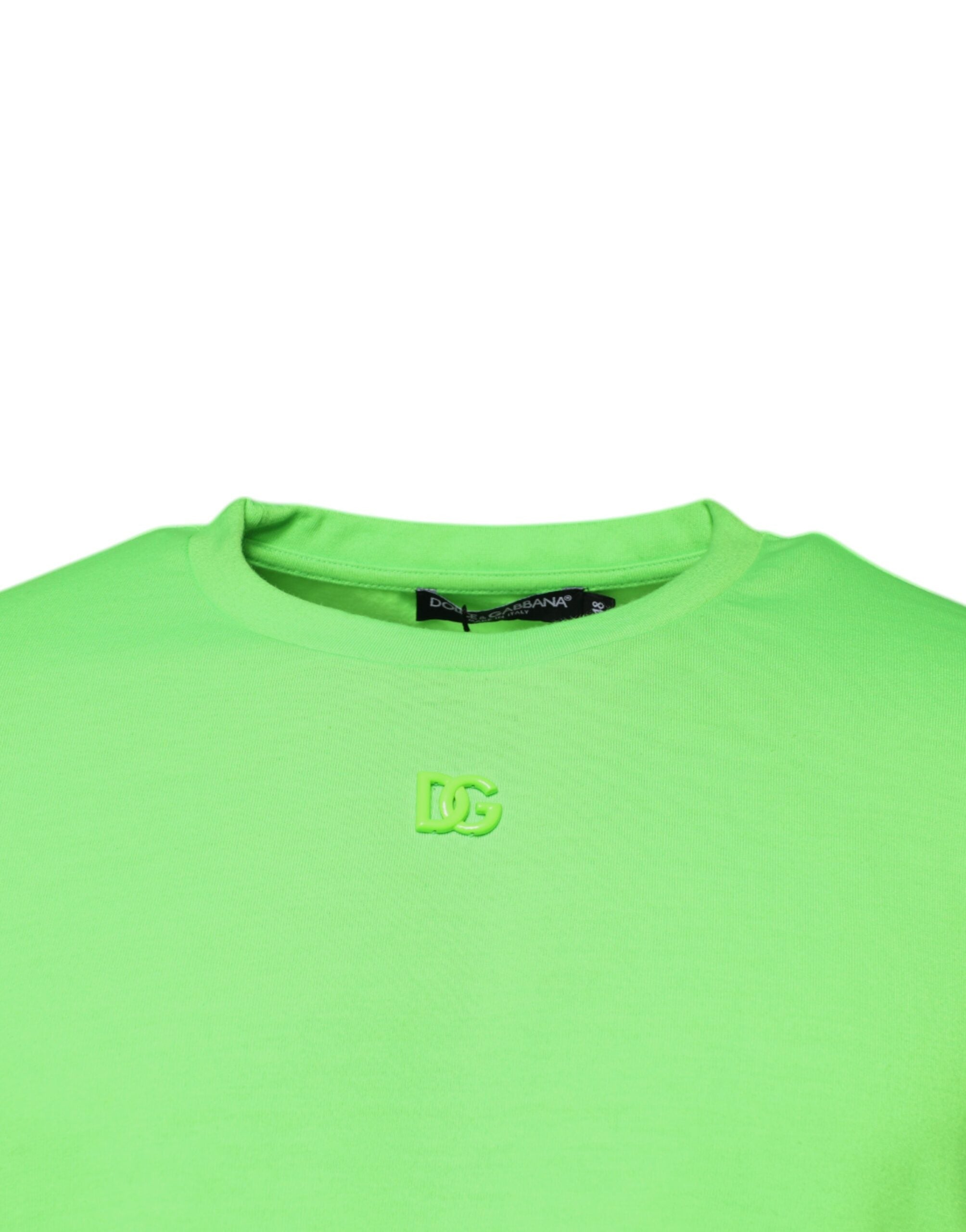 New Dolce & Gabbana Green Logo Crew Neck T-shirt