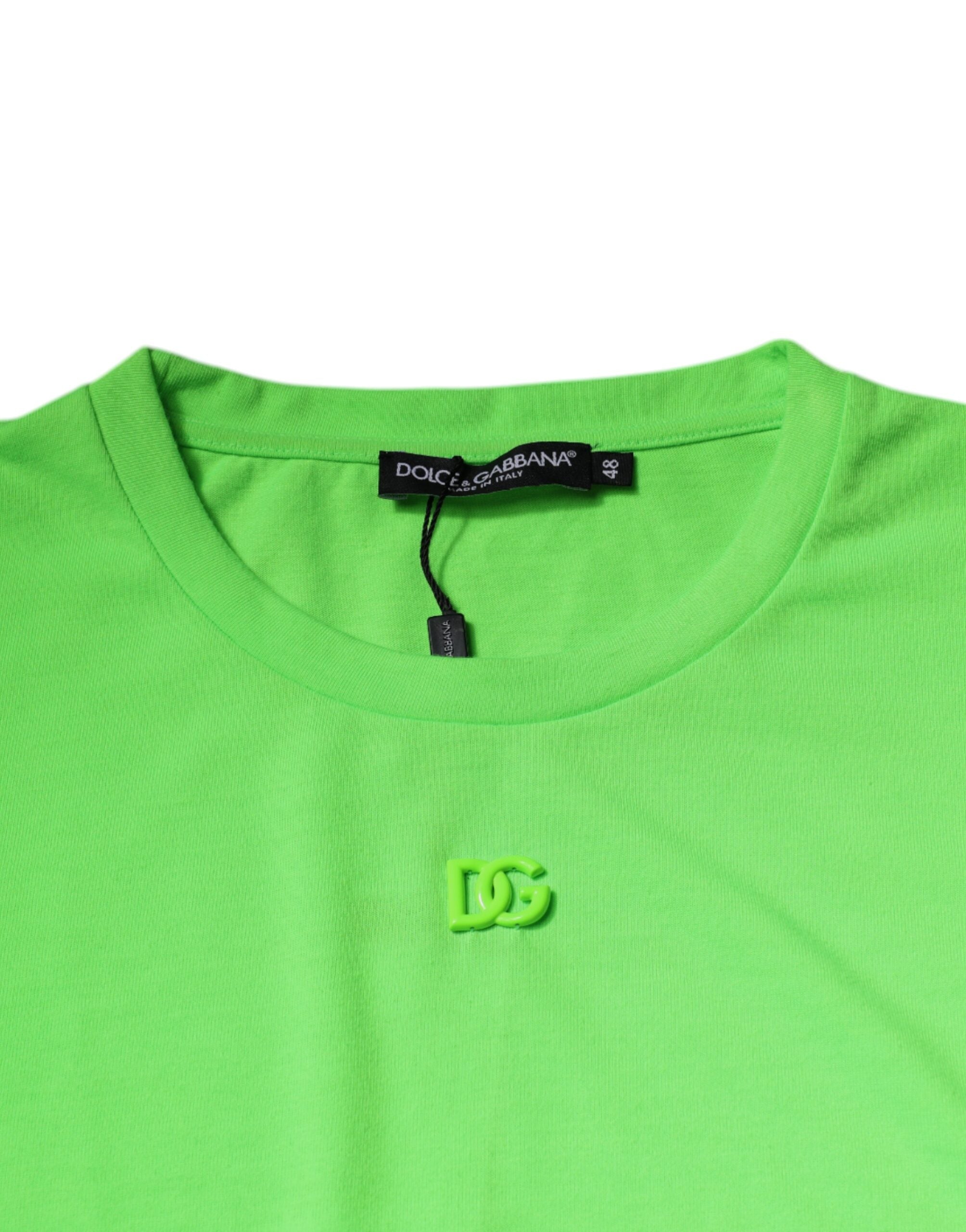 New Dolce & Gabbana Green Logo Crew Neck T-shirt