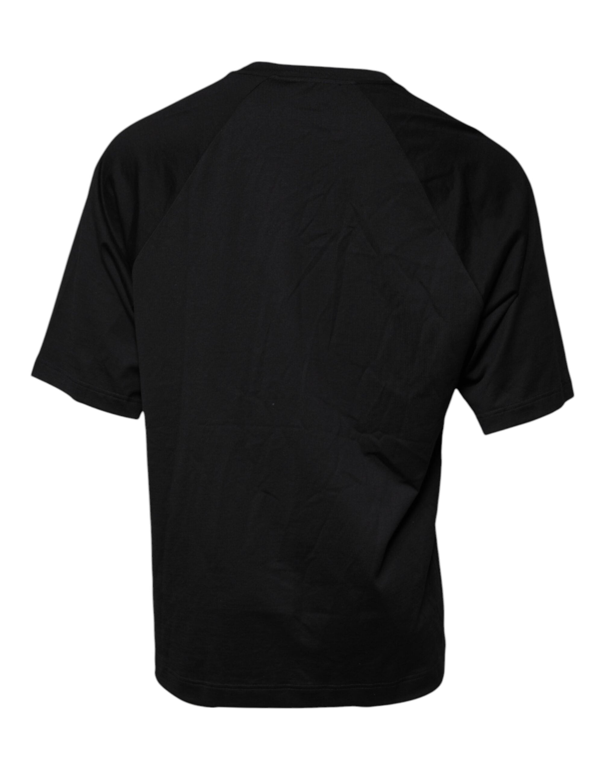 New Dolce & Gabbana Black Logo Print Cotton Crew Neck T-shirt