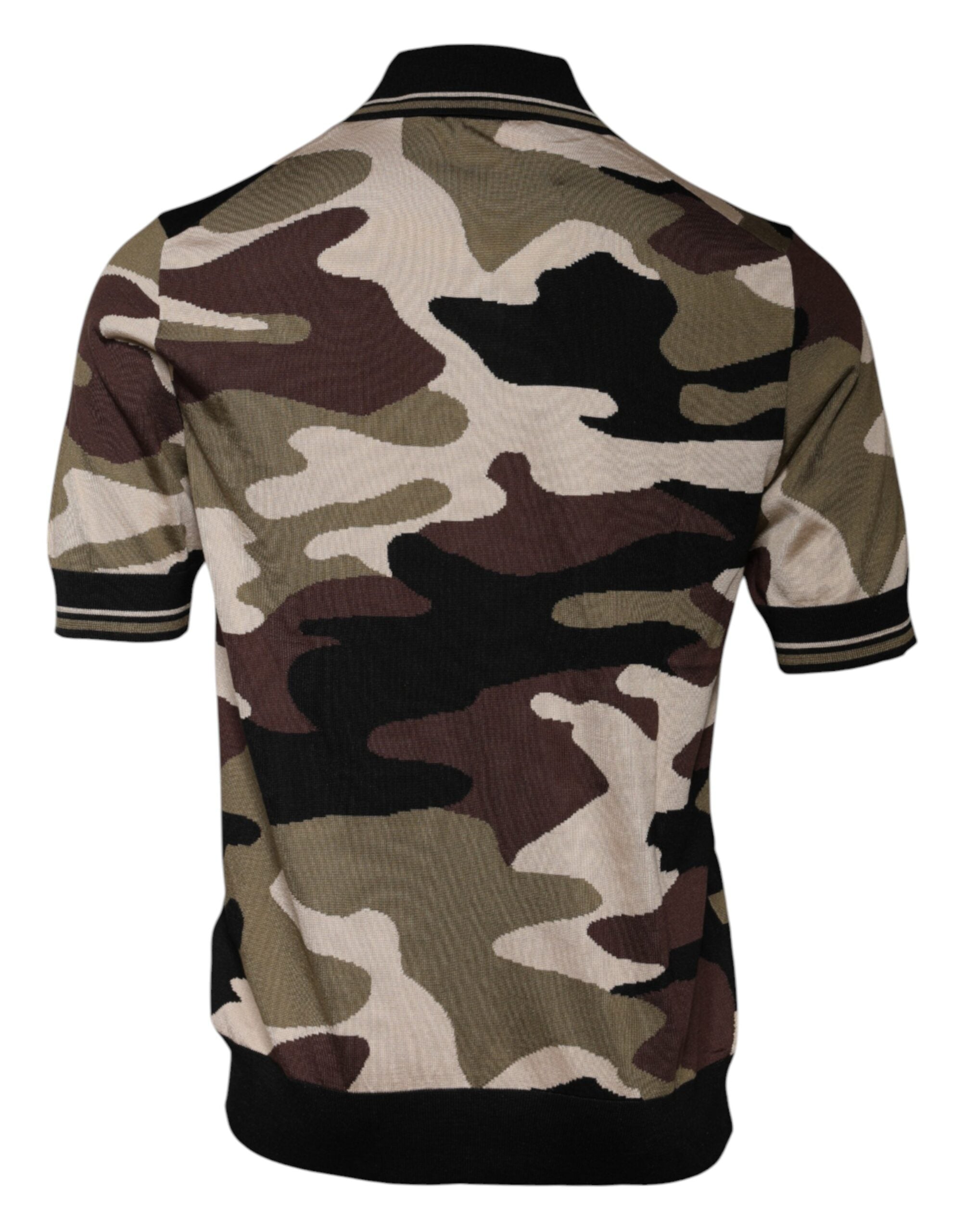 New Dolce & Gabbana Multicolor Camouflage Collared Polo T-shirt
