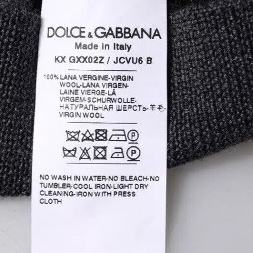 New Dolce & Gabbana Dark Gray DG Logo Crew Neck Pullover Sweater