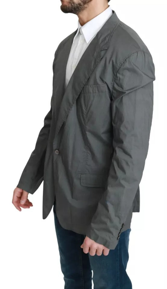 New Dolce & Gabbana Gray Cotton Single Breasted Formal Blazer