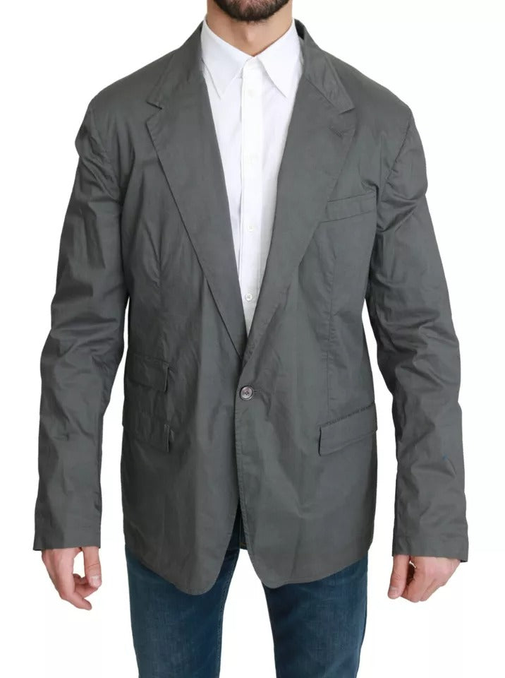 New Dolce & Gabbana Gray Cotton Single Breasted Formal Blazer