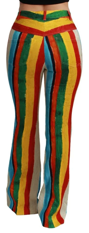New Dolce & Gabbana Multicolor Flared Riga Pittorica Pants