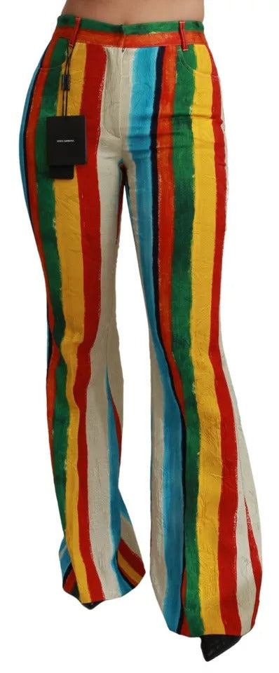 New Dolce & Gabbana Multicolor Flared Riga Pittorica Pants