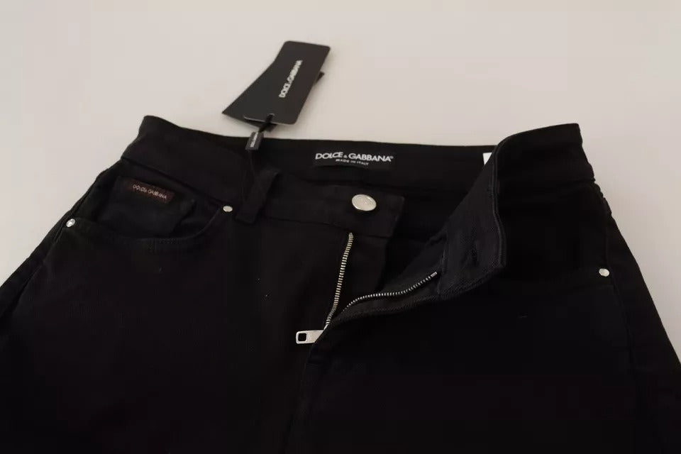 New Dolce & Gabbana Black Cotton Stretch Skinny Denim Jeans
