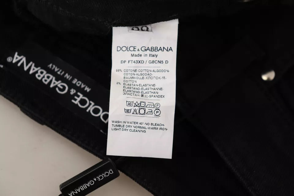 New Dolce & Gabbana Black Cotton Stretch Skinny Denim Jeans