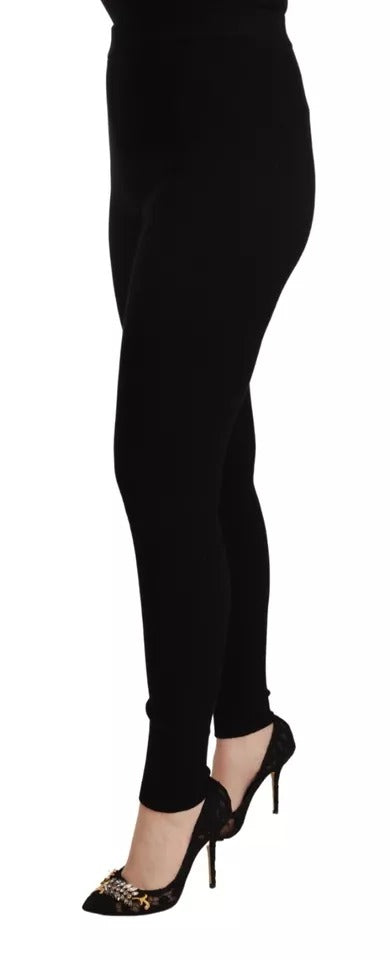 New Dolce & Gabbana Black High Waist Stretch Pants Tights