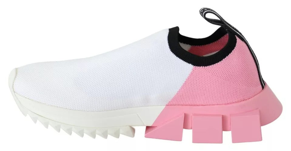 New Dolce & Gabbana Pink White Logo Sorrento Sneakers Shoes