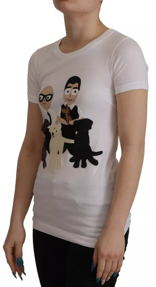 New Dolce & Gabbana White #DGFamily Patch Top Cotton T-shirt
