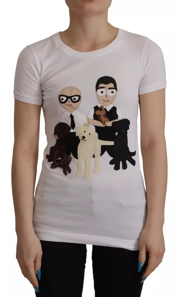 New Dolce & Gabbana White #DGFamily Patch Top Cotton T-shirt