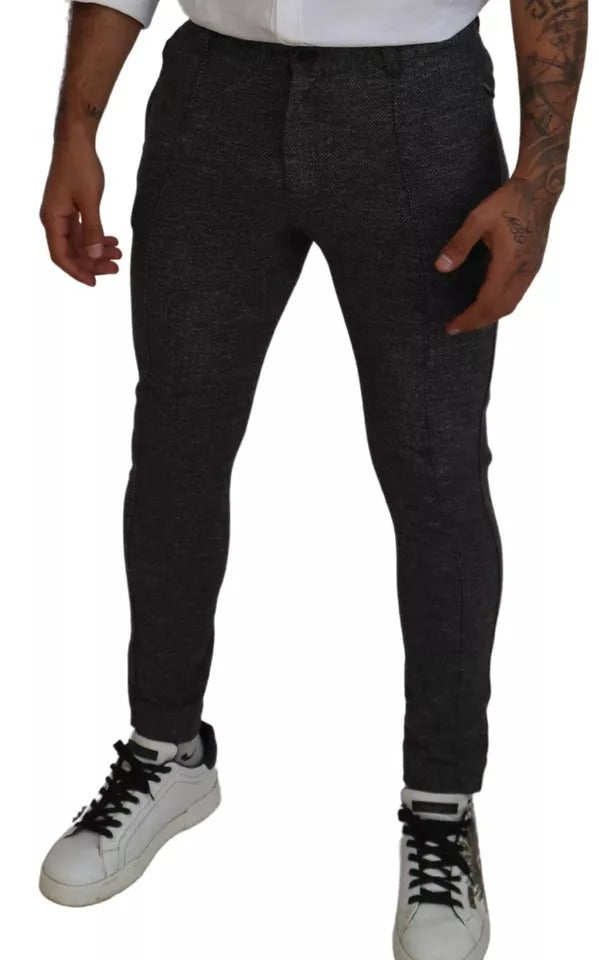 New Dolce & Gabbana Gray Chevron Skinny Pants
