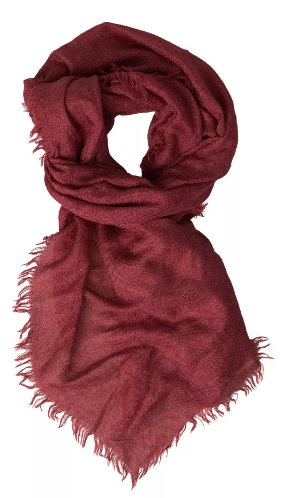 Pre-Owned Dolce & Gabbana Maroon Cashmere Knit Wrap Shawl Fringe Scarf Unisex - New with Defect