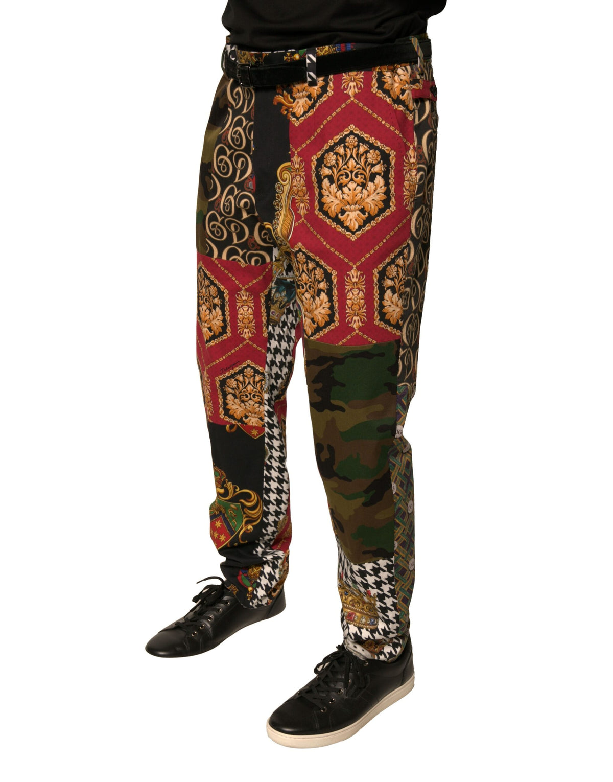 New Dolce & Gabbana Multicolor Patchwork Men Dress Pants