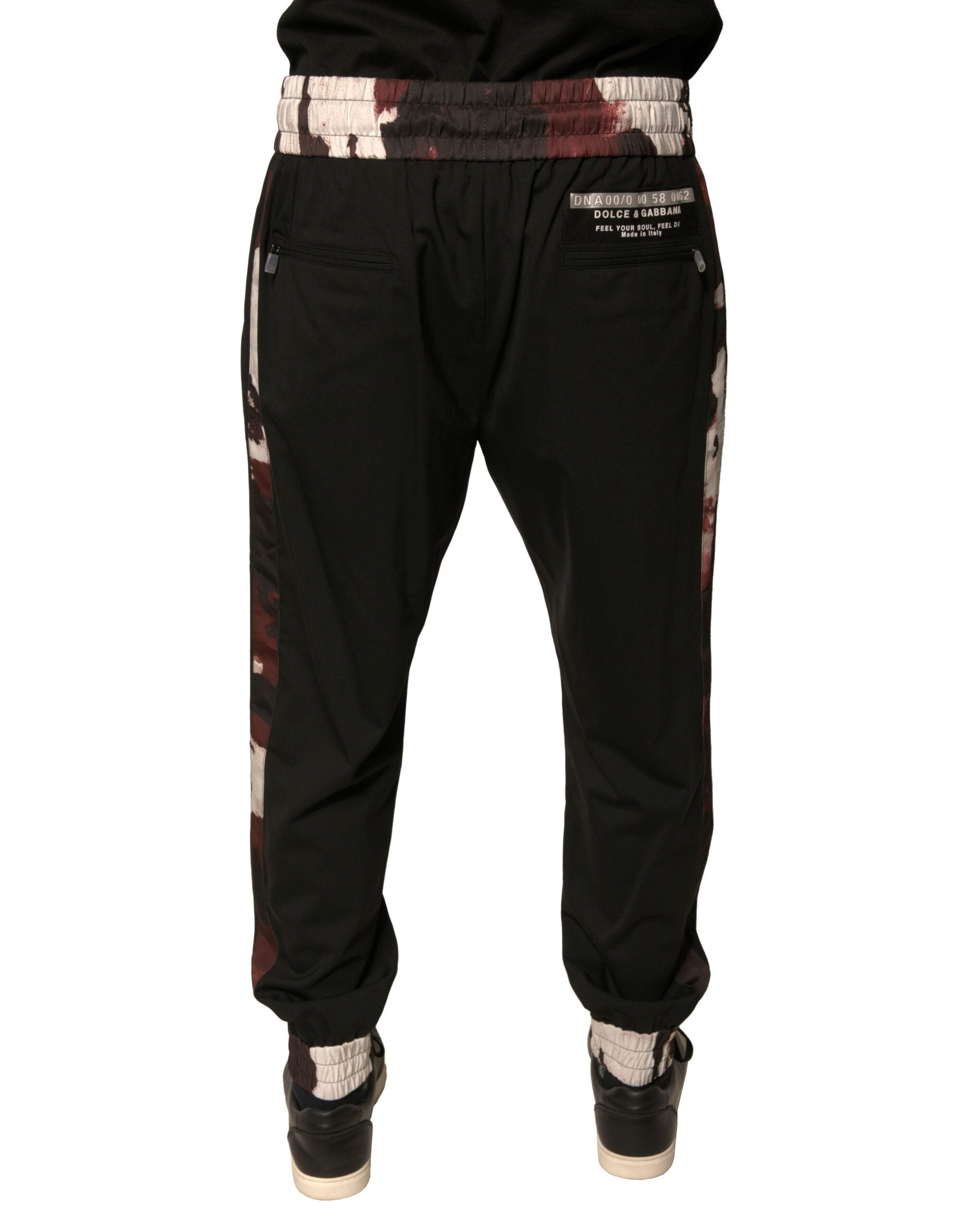 New Dolce & Gabbana Black Camouflage Wool Jogger Sweatpants Pants