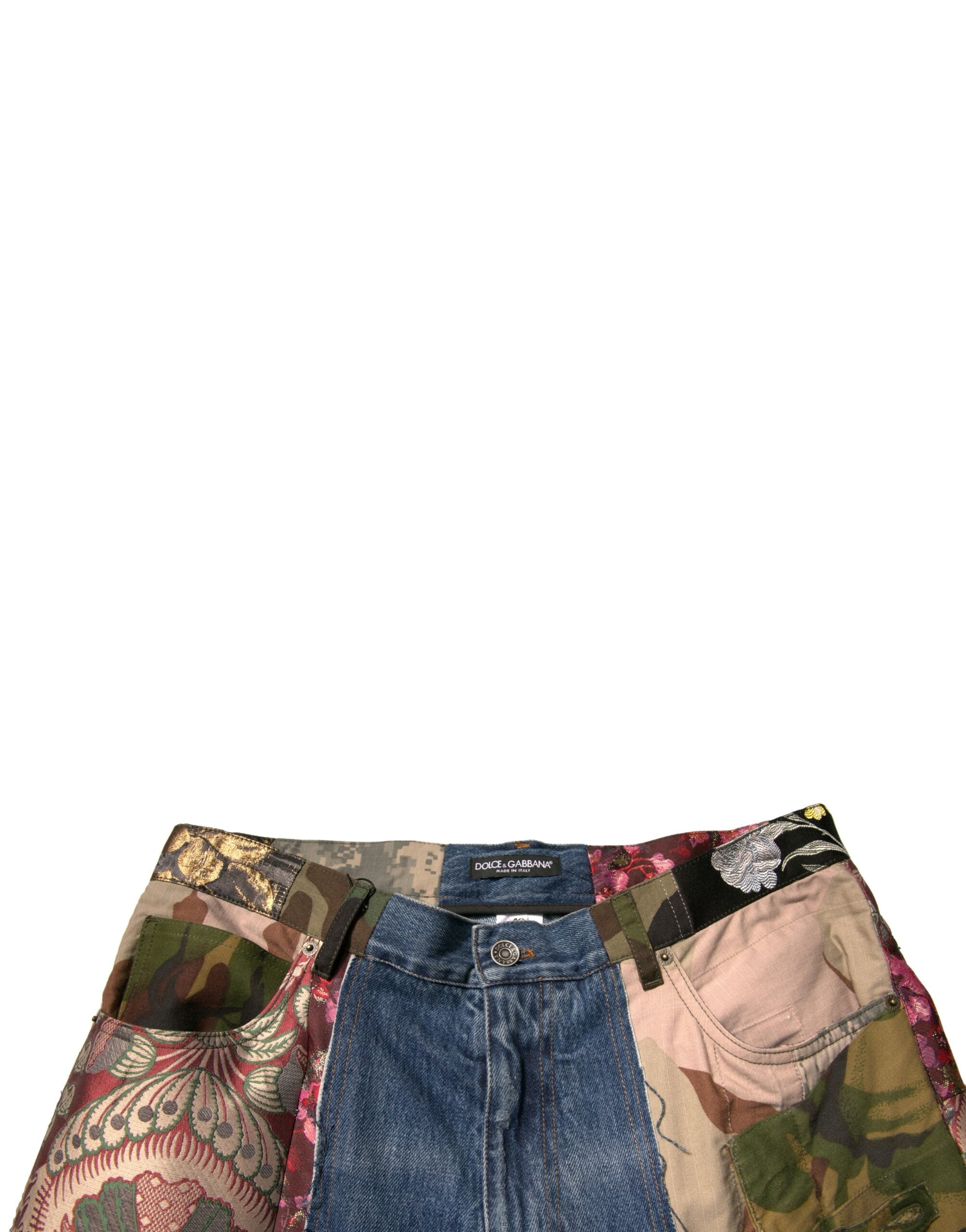 New Dolce & Gabbana Blue Patchwork Cotton Straight Denim Jeans