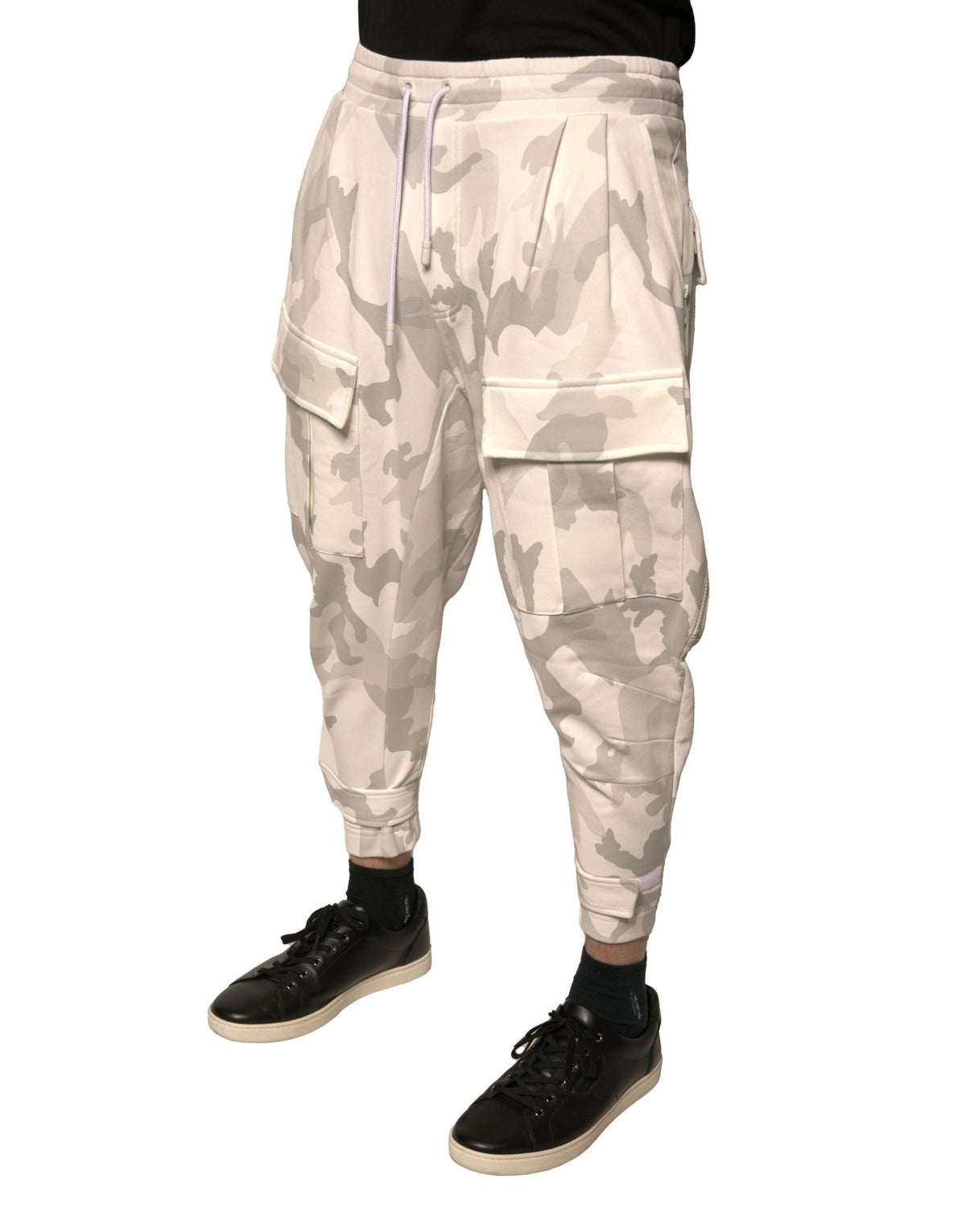 New Dolce & Gabbana White Camouflage Cargo Jogger Pants